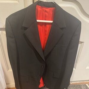 Classic Black Blazer with Red Lining
